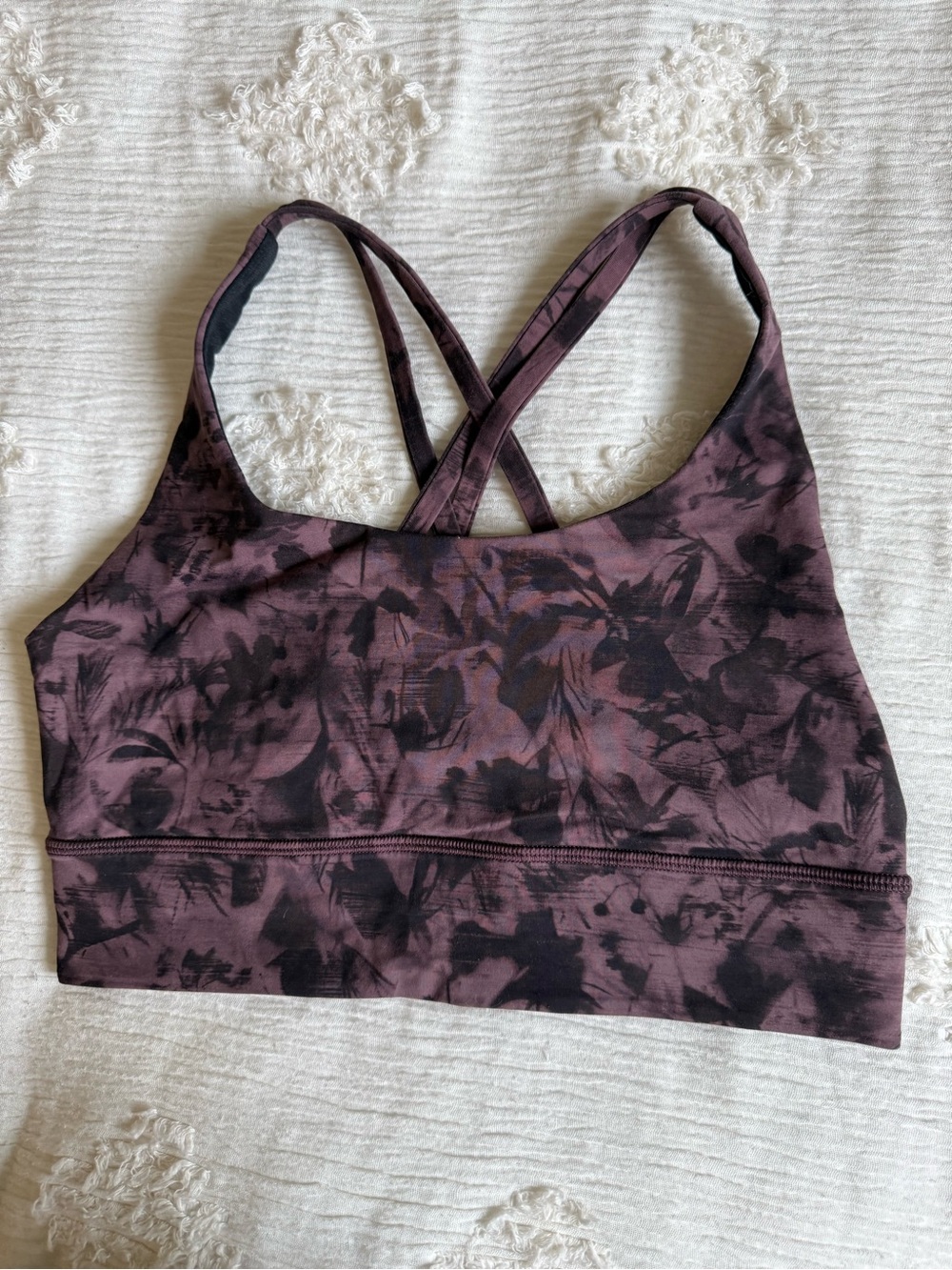 lululemon athletica Dusty Plum & Black Floral Crossback Sports Bra